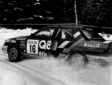 Gwyndaf Evans - Howard Davies
40º Internacional Suecia Rally 1991. Ford Sierra RS Cosworth 4x4 (G885 YAD). Abandonó por accidente en SS11 Skog de 16.78 km.

Del 16 al 18 de Febrero, Karlstad, Suecia.
Superficie: nieve - nieve.

El Rally tenia un total de 1475.10 km de los que 519.90 km divididos en 29 tramos eran especiales.

Se inscribieron 108 equipos, tomaron la salida 108, finalizaron 74.@
Palabras clave: Ford;Sierra;Cosworth;Suecia;1991;Nieve