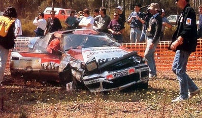 Carlos Sainz Cenamor - Lui­s Moya
4º Commonwealth Bank Rally Australia 1991. Toyota Celica GT-4 (ST165) (K-AM 4083). Abandonó por accidente en SS14 Bunnings Central de 6.33 Km.

Del 20 al 24 Septiembre, Perth, Australia.
Superficie: tierra.

El Rally tenia un total de 2,072.12 Km de los que 592.59 Km divididos en 39 tramos eran especiales.

Se inscribieron 59 equipos, tomaron la salida 59, finalizaron 36.

© Ricardo Muñoz Llorca
@
Palabras clave: ;Toyota;Celica;ST165;Australia;1991;crash