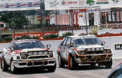 39º Martini Safari Rally Kenya 1991
Lancia Delta HF Integrale 16v y Toyota Celica GT-4 (ST165)

#6 Lancia (TO 22602R) de Juha Kankkunen - Juha Piironen, clasificado 1º.

#4 Toyota (K-AM 3761) de Mikael Ericsson - Claes Billstam, clasificado 2º.

Del 27 de Marzo al 1 de Abril, Nairobi, Kenya, África.
Superficie: tierra.

El Rally tenia un total de 4520.76 km con 79 controles horarios.

Tomaron la salida 57 equipos, finalizaron 27.@
Palabras clave: Lancia;Delta;Integrale;Toyota;Celica;ST165;Safari;Parque_Cerrado;1991
