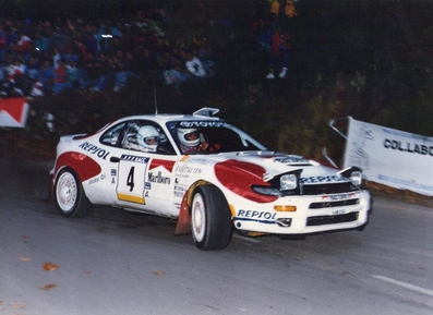 Carlos Sainz Cenamor - Luís Rodríguez Moya
28º Rallye de España - Catalunya - Costa Brava 1992. Toyota Celica Turbo 4WD -ST185- (K-AM 2134). Clasificado 1º.
Tramo: SS1 Coll de Rabell - Viladrau de 16.17 km.

Del 8 al 11 de Noviembre, Lloret de Mar, Girona, Catalunya, España.
Superficie: asfalto - tierra.

El Rally tenia un total de 1,505.08 Km de los que 519.65 Km divididos en 29 tramos eran especiales, (uno de ellos fue cancelado SS7).

Se inscribieron 79 equipos, tomaron la salida 74, finalizaron 31.

© Joan Al.
@
Palabras clave: ;Toyota;Celica;Catalunya;1992