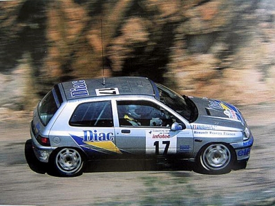 Jean Ragnotti - Gilles Thimonier
37º Tour de Corse - Rallye de France 1993. Renault Clio Williams (20 BBJ 91). Clasificado 8º.

Del 1 al 5 de Mayo, Ajaccio, Córcega, Francia.
Superficie: asfalto.

El Rally tenia un total de 1,130.95 Km de los que 556.42 Km divididos en 24 tramos eran especiales.

Se inscribieron 92 equipos, tomaron la salida 85, finalizaron 44.@
Palabras clave: ;Renault;Clio;Williams;Corse;Corcega;1993
