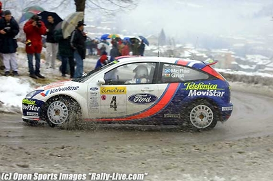Colin McRae - Nicky Grist
69º Rallye Automobile de Monte-Carlo 2001. Ford Focus WRC 01 (V9 FMC). Abandonó por avería mecánica en SS13 Loda - Lucéram 1 de 16.55 km.

Del 18 al 21 de Enero, Mónaco.
Superficie: asfalto - nieve.

El Rally tenia un total de 1738.81 km de los que 392.18 km divididos en 15 tramos eran especiales, (una de ellas fue cancelada SS10 Comps 2 de 20.53 Km).

Se inscribieron 60 equipos, tomaron la salida 56, finalizaron 27.@
Palabras clave: Ford;Focus;WRC;Montecarlo;2001;nieve