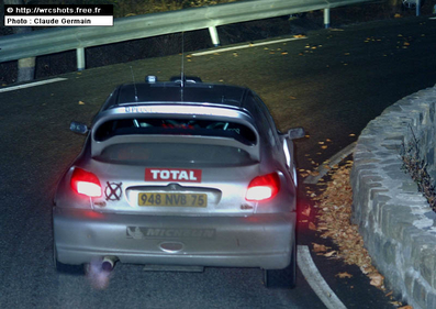 Marcus Grönholm - Timo Rautiainen
70º Rallye Automobile de Monte-Carlo 2002. Peugeot 206 WRC (948 NVB 75). Clasificado 5º.

Del 18 al 20 de Enero, Monaco.
Superficie: asfalto - nieve.

El Rally tenia un total de 1424.55 km km de los que 396.78 km divididos en 15 tramos eran especiales, (una de ellas fue cancelada SS2 Sisteron - Thoard 1 de 36.73 Km).

Se inscribieron 55 equipos, tomaron la salida 54, finalizaron 26.@
Palabras clave: ;Peugeot;WRC;Montecarlo;2002