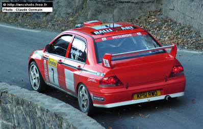 François Delecour - Daniel Grataloup
70º Rallye Automobile de Monte-Carlo 2002. Mitsubishi Lancer WRC (KP51 RWO). Clasificado 9º.
Marlboro Mitsubishi Ralliart

Del 18 al 20 de Enero, Monaco.
Superficie: asfalto - nieve.

El Rally tenia un total de 1424.55 km km de los que 396.78 km divididos en 15 tramos eran especiales, (una de ellas fue cancelada SS2 Sisteron - Thoard 1 de 36.73 Km).

Se inscribieron 55 equipos, tomaron la salida 54, finalizaron 26.@
Palabras clave: Mitsubishi;Lancer;Montecarlo;2002