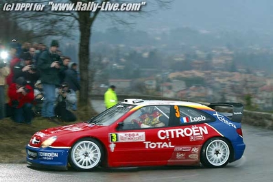 Sébastien Loeb - Daniel Elena
72º Rallye Automobile de Monte-Carlo 2004. Citröen Xsara WRC (20 DDM 92). Clasificado 1º.

Del 23 al 25 de Enero, Monaco.
Superficie: asfalto.

El Rally tenia un total de 1,331.92 Km de los que 389.12 Km divididos en 15 tramos, eran especiales (2 de ellos fueron cancelados SS1 Selonnet - Breziers 1 de 22.64 Km y SS10 Tourette du Chateau - St Antonin 2 de 24.80 Km. Uno de ellos se dio con tiempo de tramo teórico a todos los equipos, SS8 Tourette du Chateau - St Antonin 1 de 24.80 Km).

Se inscribieron 45 equipos, tomaron la salida 43, finalizaron 20.@
Palabras clave: Sebastien_Loeb;Citroen;Xsara;WRC;Montecarlo;2004