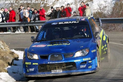 Petter Solberg - Phil Mills
74º Rallye Automobile de Monte-Carlo 2006. Subaru Impreza S12 WRC 06 (FT55 SRT). Abandonó por motor (pérdida de aceite) en SS7 Sigale - Bif. D10/D110 de 22.54 km.

Del 20 al 22 de Enero, Monaco.
Superficie: asfalto - nieve.

El Rally tenia un total de 1294.89 Km de los que 366.39 km divididos en 18 tramos eran especiales, (2 de ellas fueron canceladas SS3 Pierlas - Ilonse 1 de 23.22 Km y SS11 La Tour sur Tinee - Utelle 2 de 18.73 Km).

Se inscribieron 53 equipos, tomaron la salida 51, finalizaron 43.@
Palabras clave: Petter_Solberg;Phil_Mills;Subaru;Impreza;WRC;Montecarlo;2006