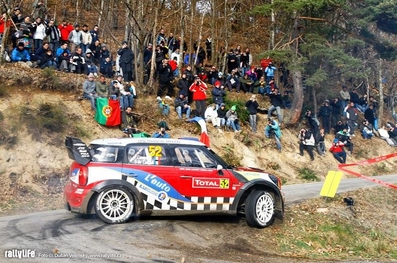 Pierre Campana - Sabrina de Castelli
80º Rallye Automobile de Monte-Carlo 2012. Mini John Cooper Works WRC (2 WRC). Clasificado 7º.

Del 17 al 22 de Enero, Valence - Monaco.
Superficie: asfalto - nieve.

El Rally teni­a un total de 1772.52 km de los que 433.36 Km divididos en 18 tramos eran especiales.

Se inscribieron 82 equipos, tomaron la salida 73, finalizaron 45.@
Palabras clave: Mini;Cooper;Montecarlo;2012;WRC